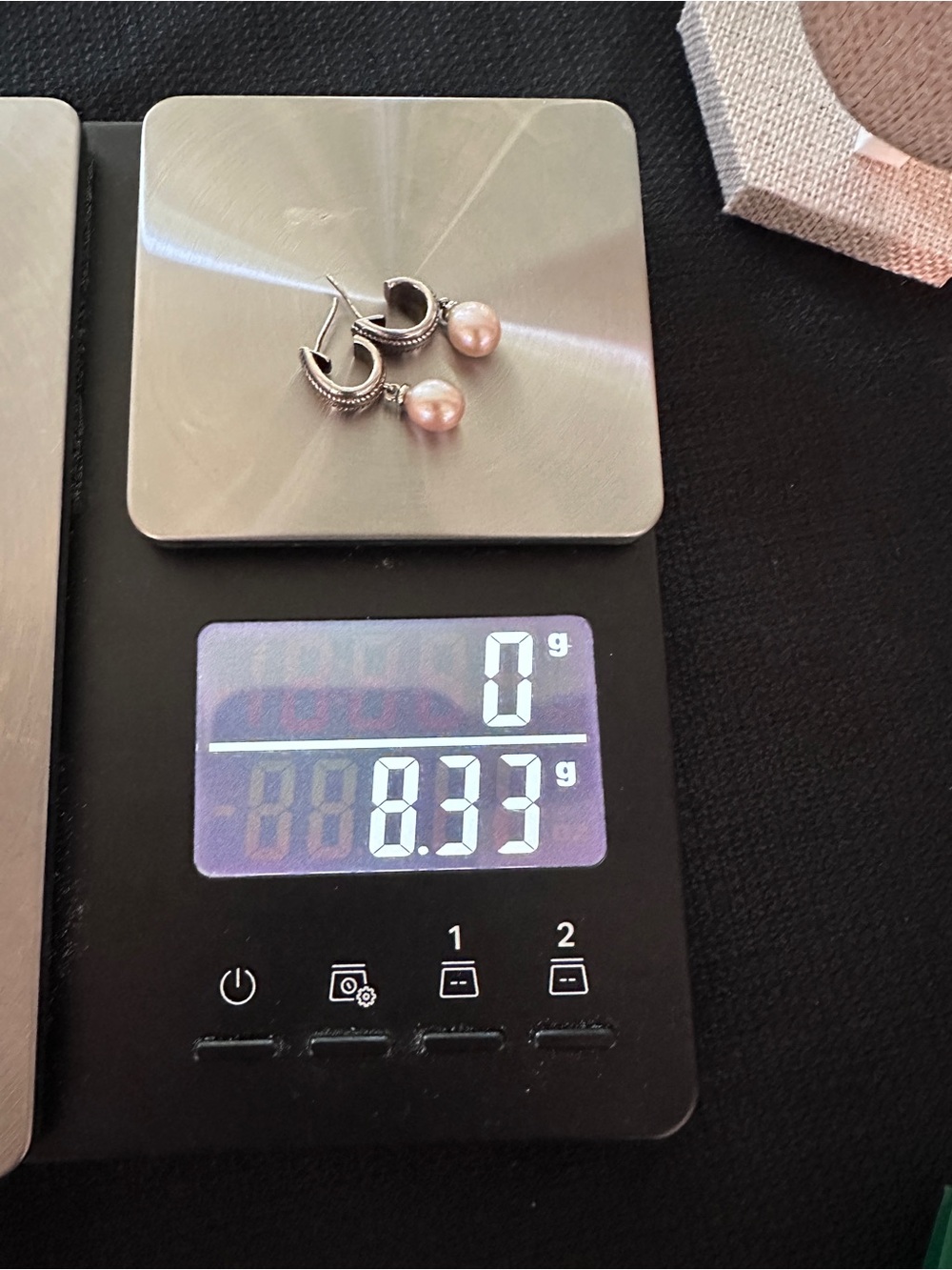 Sterling Silver & Champagne Pink Pearl Drop Earrings - Picture 5 of 6